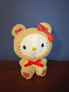 Hello Kitty Teddy Bear Small 6.7” Plush Costume Toy Sanrio Round 1 Prize NEW NWT